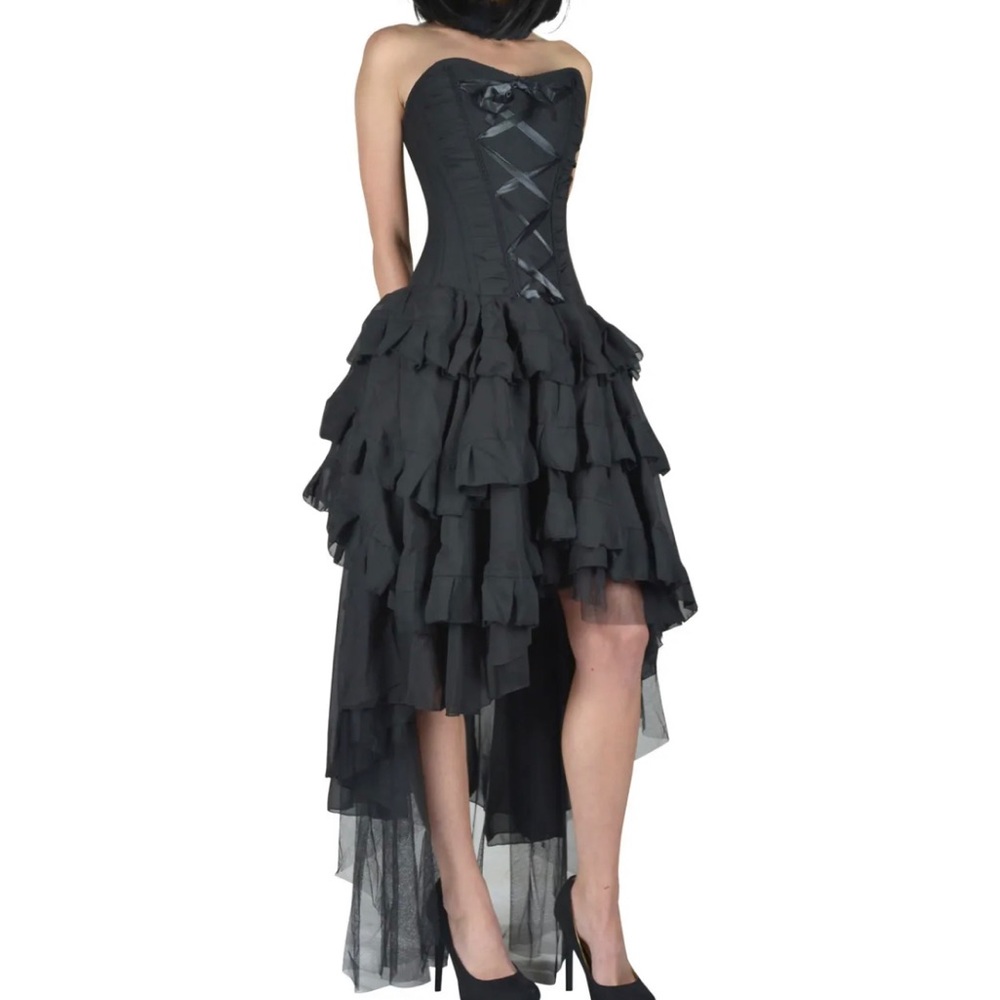 BURLESKA GOTHIC BEVERLY VAMPIRE WEDDING PROM VICTORIAN BLK  CORSET Size 32